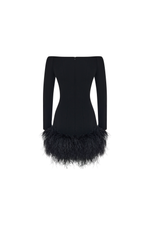 Платье мини из крепа с бахромой