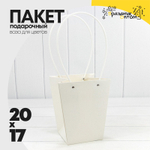 Пакет подарочный 20х17х12 Ваза для цветов (Белый)