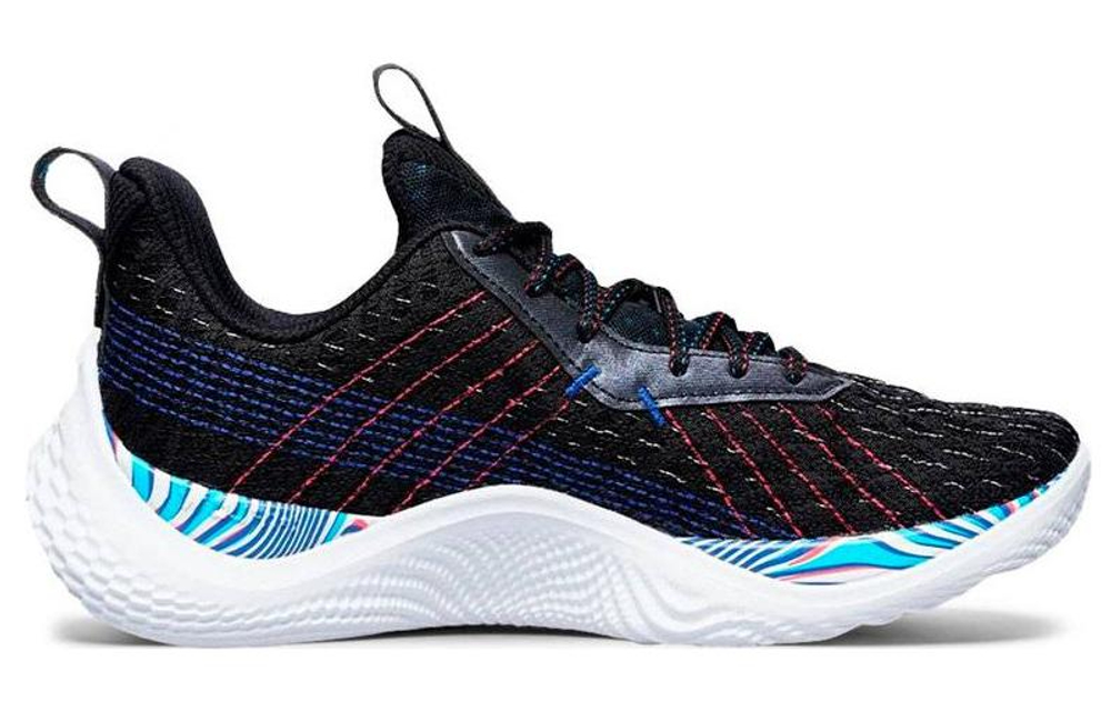 Under Armour CURRY 10 comfortable trend non-slip wear-resistant lightweight low-top basketball shoes for men and women the same style black, blue and white