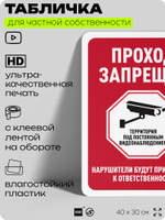 Табличка для частной территории "Проход запрещен", на дом, для участка, организаций и частных территорий, предупреждающая, 40х30 см, Silver Plane x Айдентика Технолоджи
