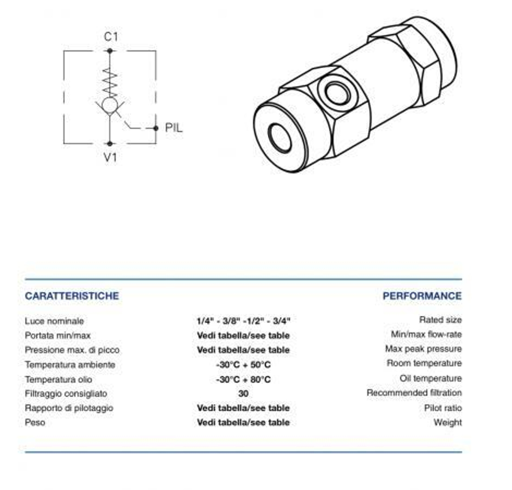 Гидрозамок односторонний 3-х линейный 003.461.OOO G1/4", 15 л/мин, VPBSL