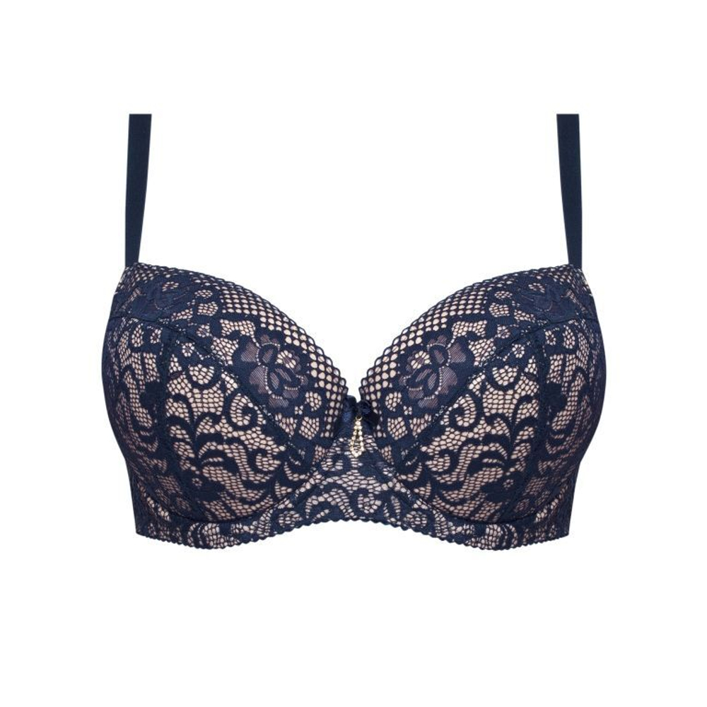 Бюстгальтер на косточках Eunika с пуш-ап вкладышами (Размер: 85D) (Цвет: темно-синий)