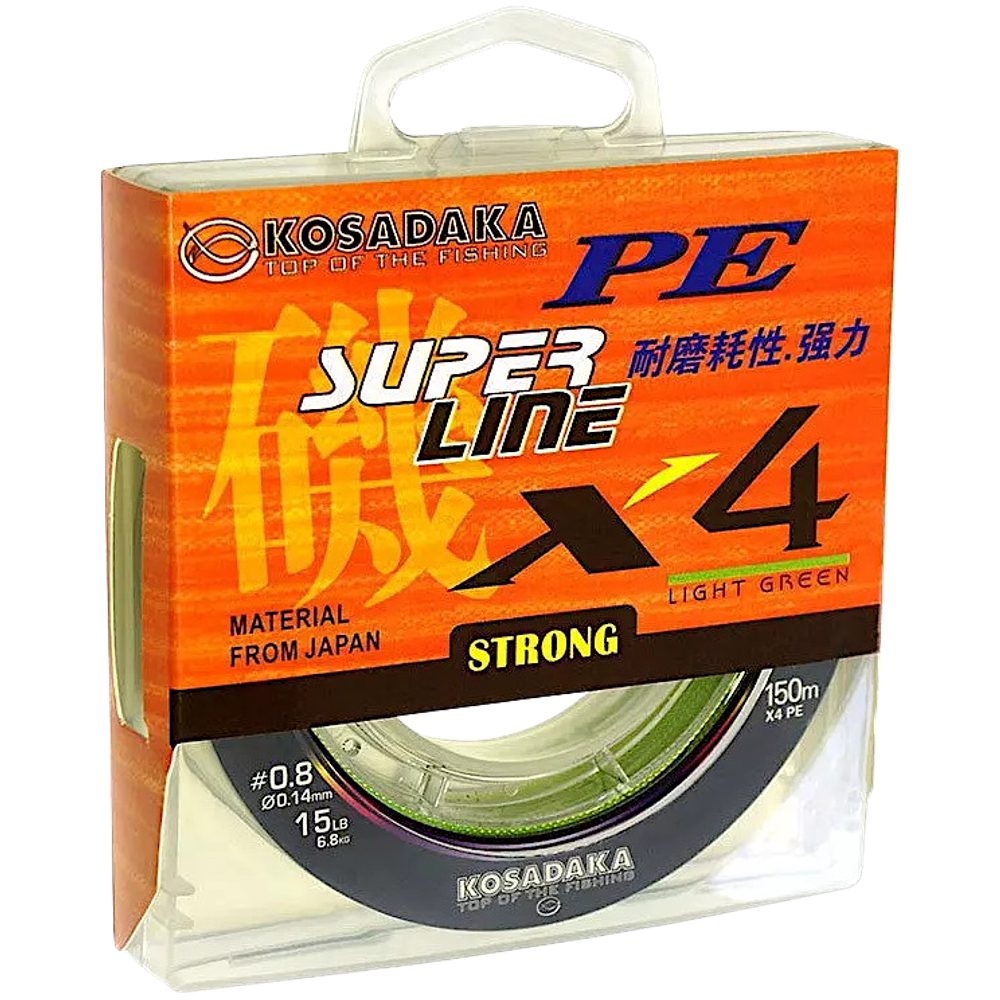 Шнур Kosadaka Super Line PE X4 150м 0.18мм 10.1кг Light Green