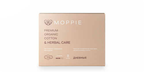 Прокладки дневные Moppie herbal care 8 штук (розовые)