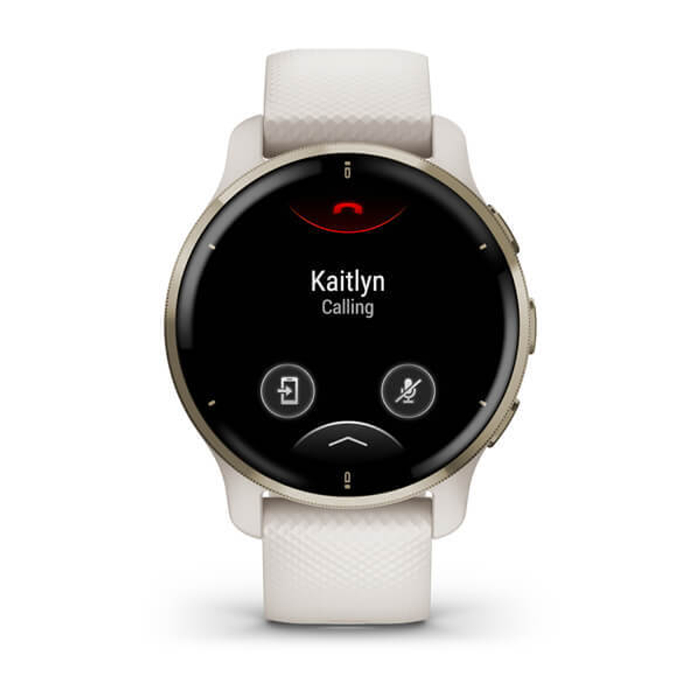 Часы Garmin VENU 2 PLUS цвета слоновой кости с безелем цвета кремовое золото и силиконовым ремешком, 010-02496-12