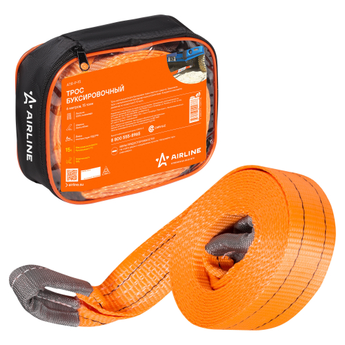 Трос буксировочный лента 15 т 6 м петля в сумке VIP Airline