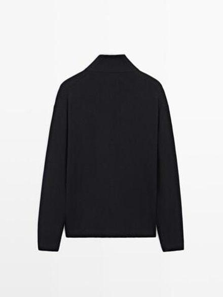 Massimo Dutti Кардиган из 100% хлопка с застежкой-молнией, темно-синий