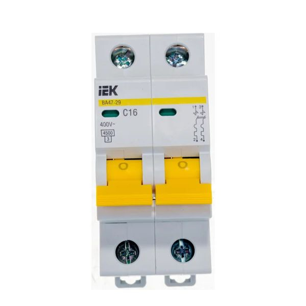 Выключатель автоматический модульный 2п C 16А 4.5кА ВА47-29 KARAT IEK MVA20-2-016-C