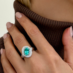 Кольцо с Турмалином Параиба и Бриллиантами, R0146-0/1