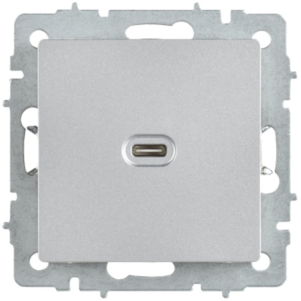 BRITE Розетка USB C 65Вт высокоскоростная зарядка РЮ12-1-БрА алюминий IEK