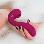 Бордовый вакуум-волновой вибратор 3-в-1 с язычком Calypso