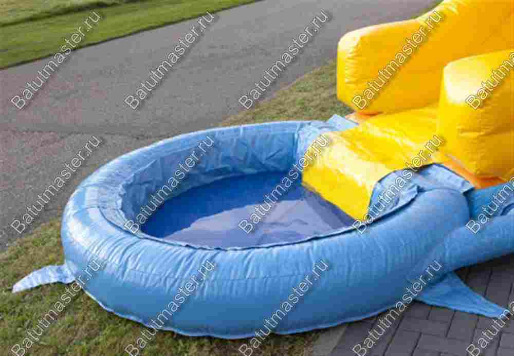 Надувная прямая водная горка с бассейном  «История дельфинчика» 5*2,5*3,5 м
