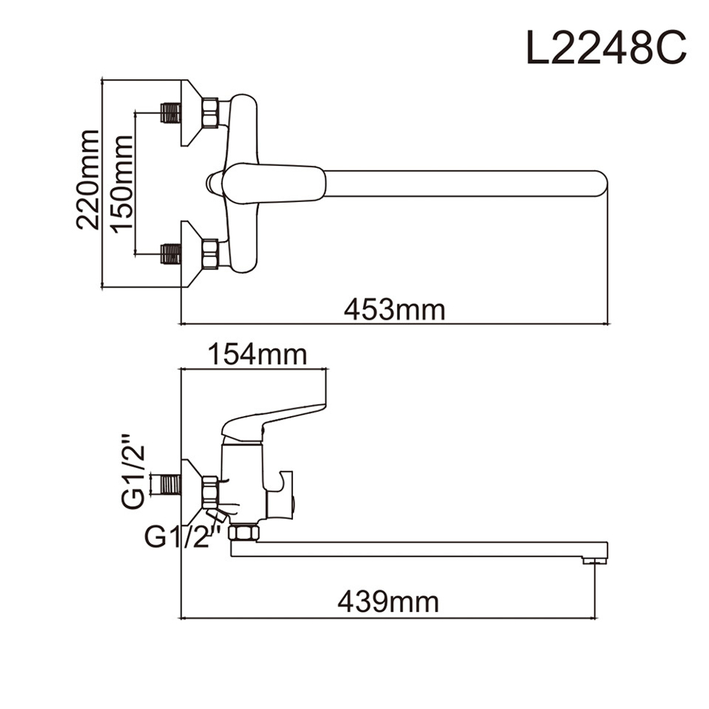 Смеситель для ванны LEDEME с длинным изливом L2248C