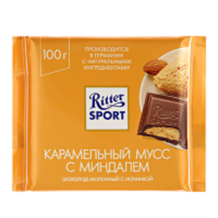 Шоколад молочный Ritter Sport Карамельный мусс с миндалем 100г