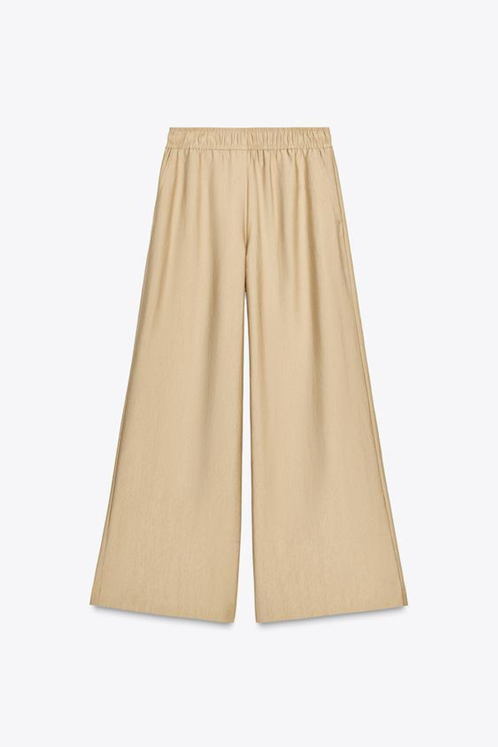 ZARA ШИРОКИЕ БРЮКИ С ЭЛАСТИЧНОЙ ТАЛИЕЙ, ПЕСОЧНЫЙ