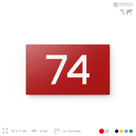 Табличка с номером 74 на дверь квартиры, для офиса, кабинета, аудитории, склада, красная 120х70 мм, Айдентика Технолоджи