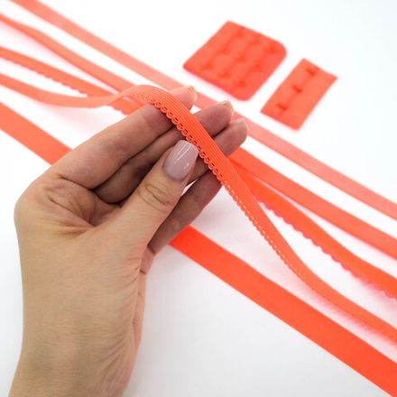 Резинка ажурная бельевая ОРАНЖЕВЫЙ НЕОН, 9мм