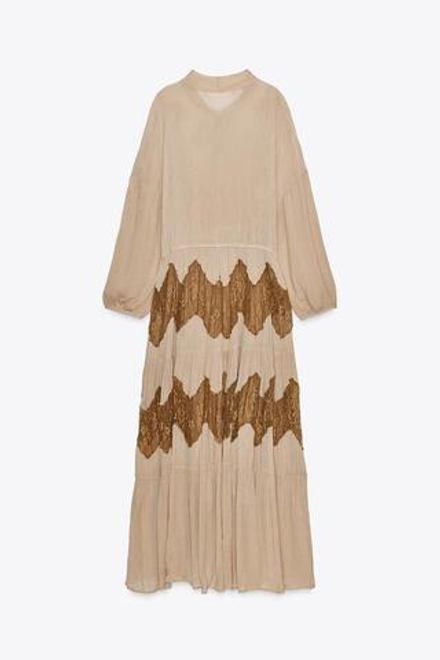 ZARA КОМБИНИРОВАННОЕ ПЛАТЬЕ, ПЕРСИКОВЫЙ