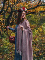 Бохо-шаль из хлопка (зигзаг/бордо)