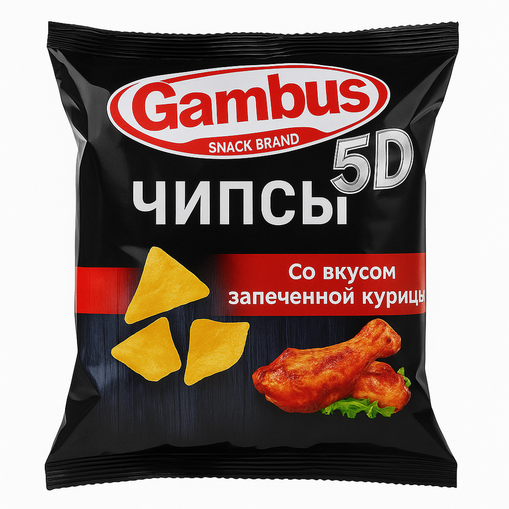 Чипсы 5D запеченная курица Gambus 80 гр