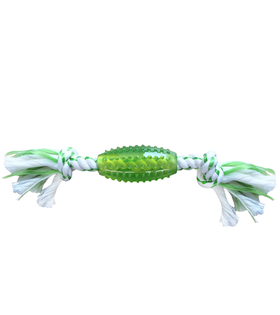 CanineClean игрушка для собак Регби синтет. резина с канатом 25 см с ароматом мяты, зеленый