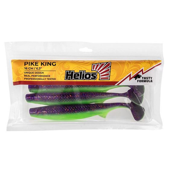 Виброхвост Pike King 6.3&#39;/16 см Fio &amp; Lime 3шт (HS-37-014) Helios