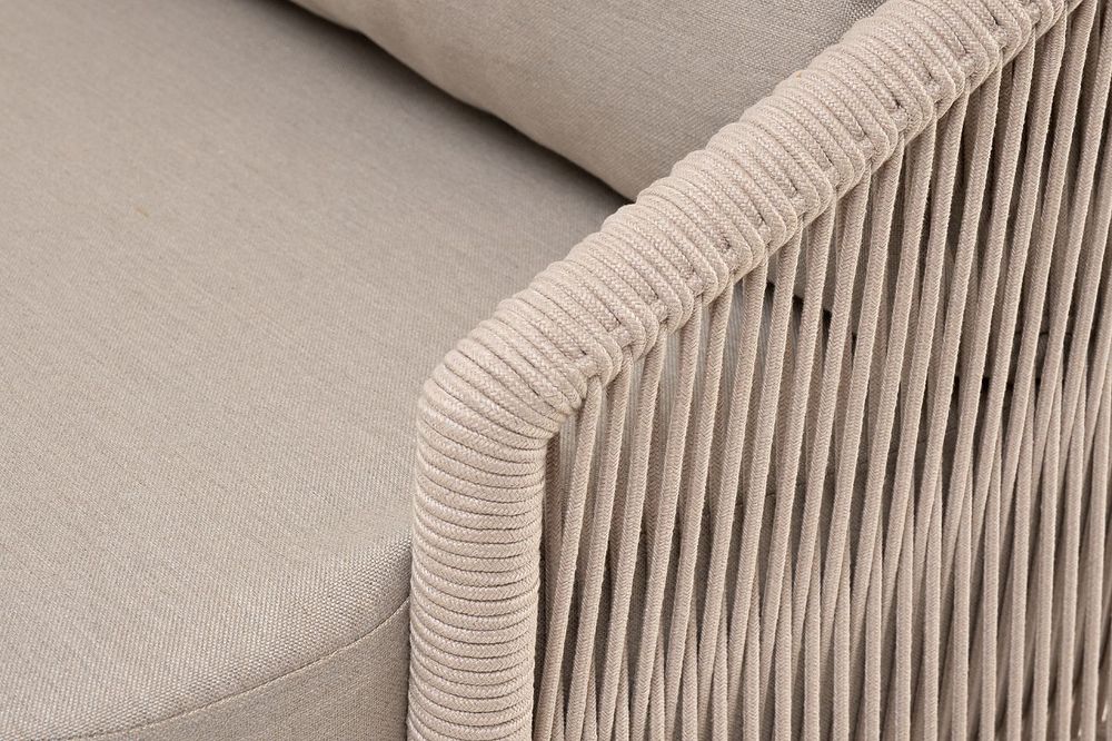 "Верона" лаунж-зона 5-местная плетеная из роупа (веревки), каркас алюминиевый белый, роуп бежевый