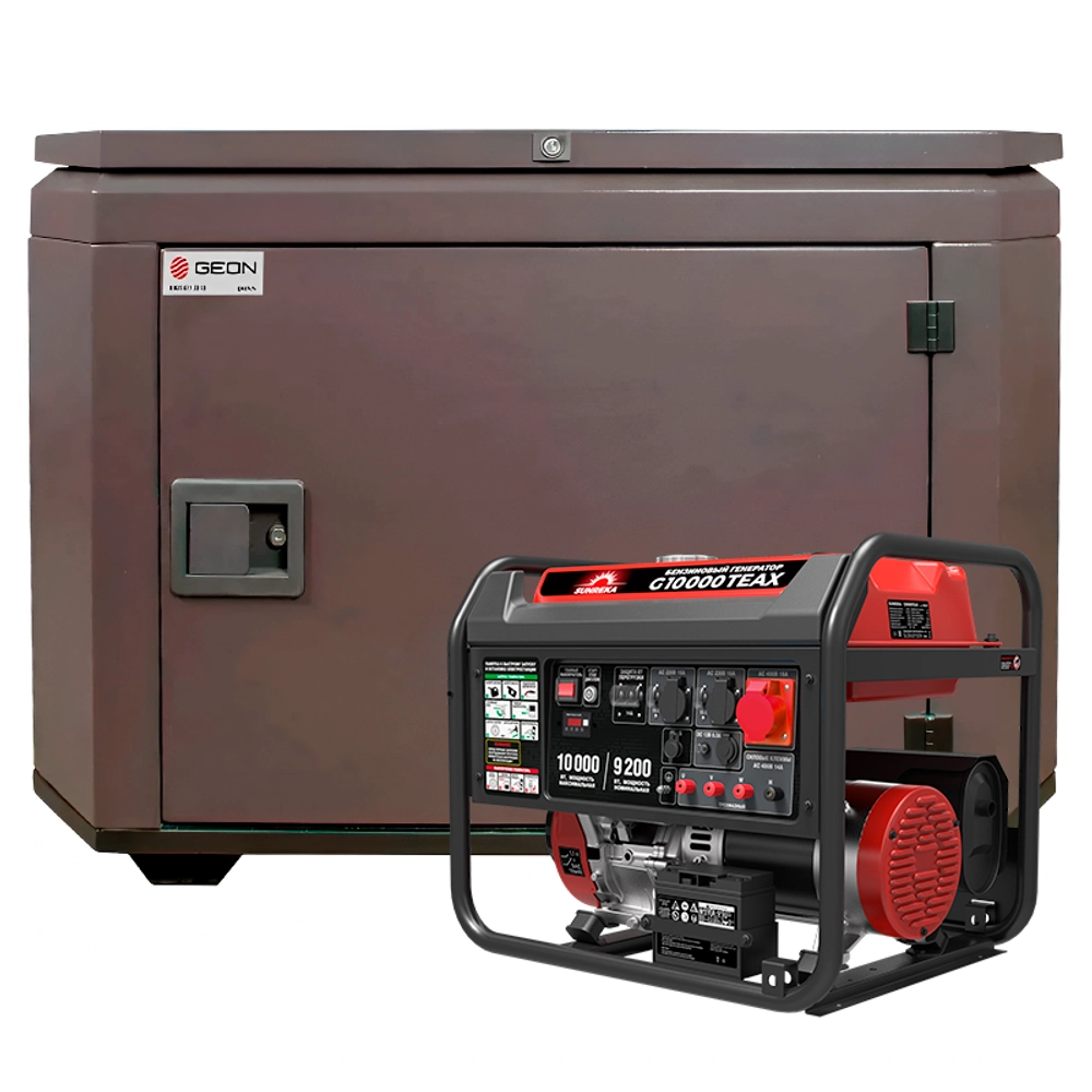Генератор бензиновый SUNREKA G10000TEAX с кожухом Geon 1200 RAL 8019