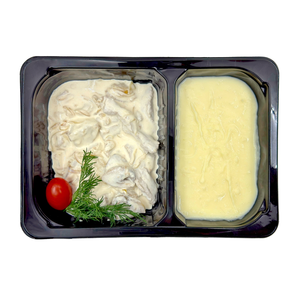 Бефстроганов с картофельным пюре