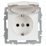 BRITE Розетка 1-местная с заземлением с защитными шторками и крышкой 16А IP20 РСбш10-3-БрАБ арктический белый IEK
