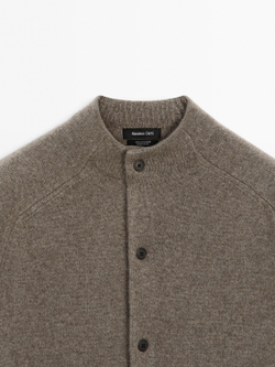 Massimo Dutti Кашемировый вязаный кардиган на пуговицах, зеленый