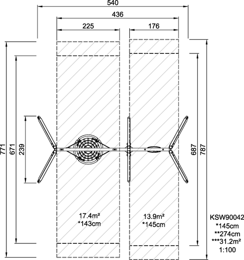 Качели, Н=2,5 м, твёрдая древесина