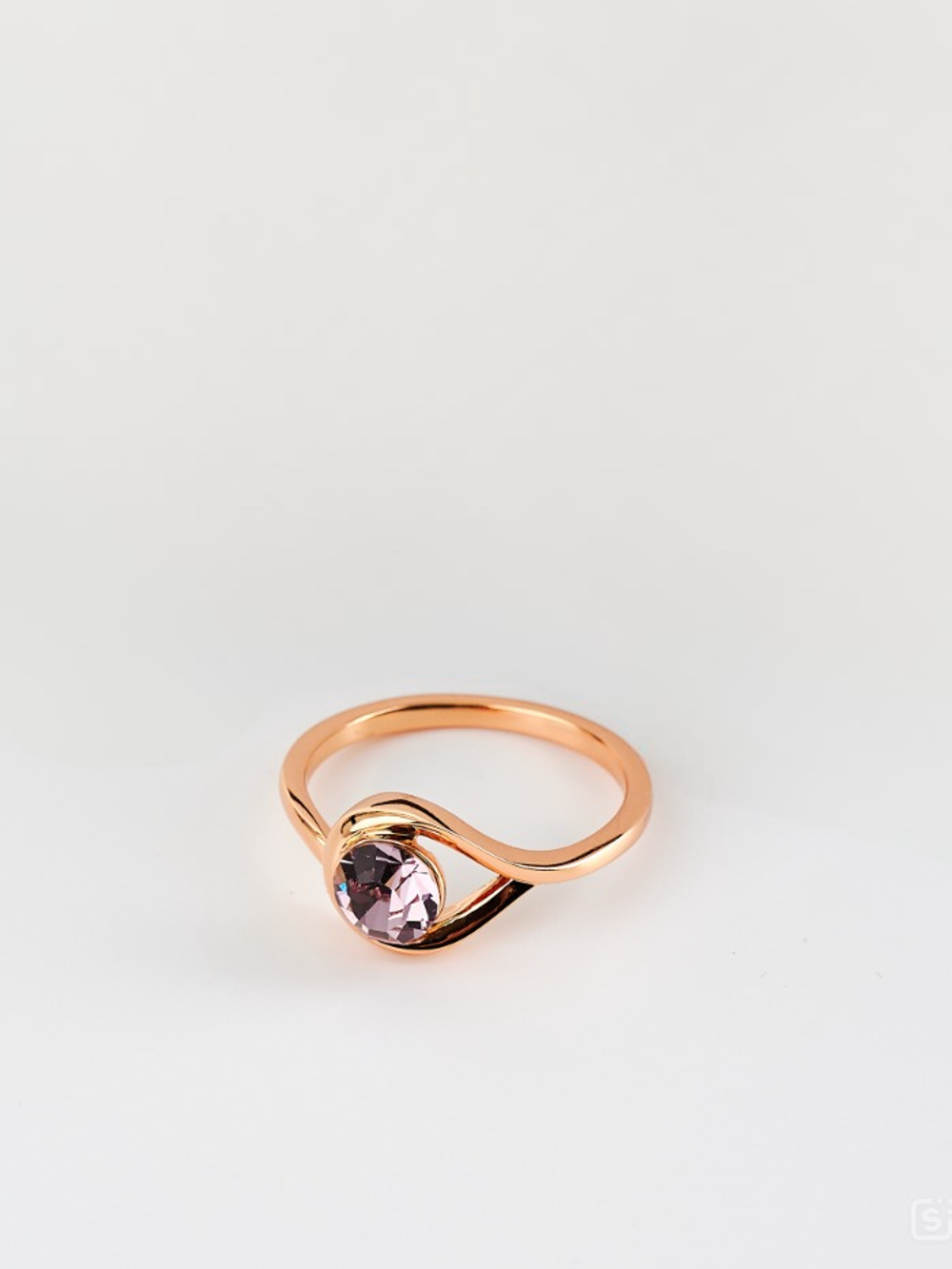 Кольцо Белла с розовым кристаллом Swarovski