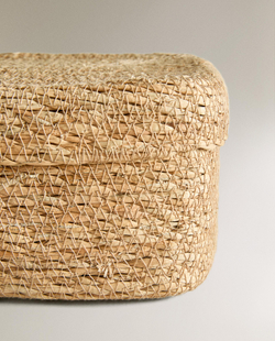 Zara Home Корзина из морской травы, цвет бежевый, 18 см · 6354/049