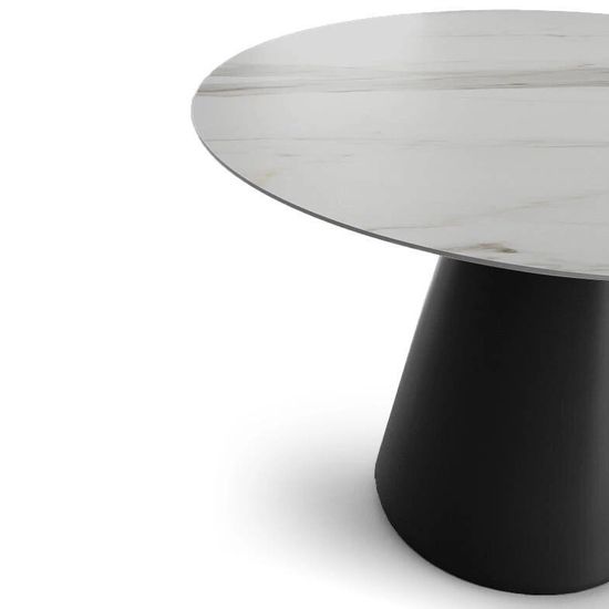 Стол круглый Ikon 100, керамика матовая, белая