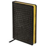 Ежедневник полудатированный А5 (148х218 мм) BRAUBERG "Alligator", кожзам, 192 л., черный, 124985