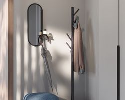 Зеркало настенное с полкой Yens, черное