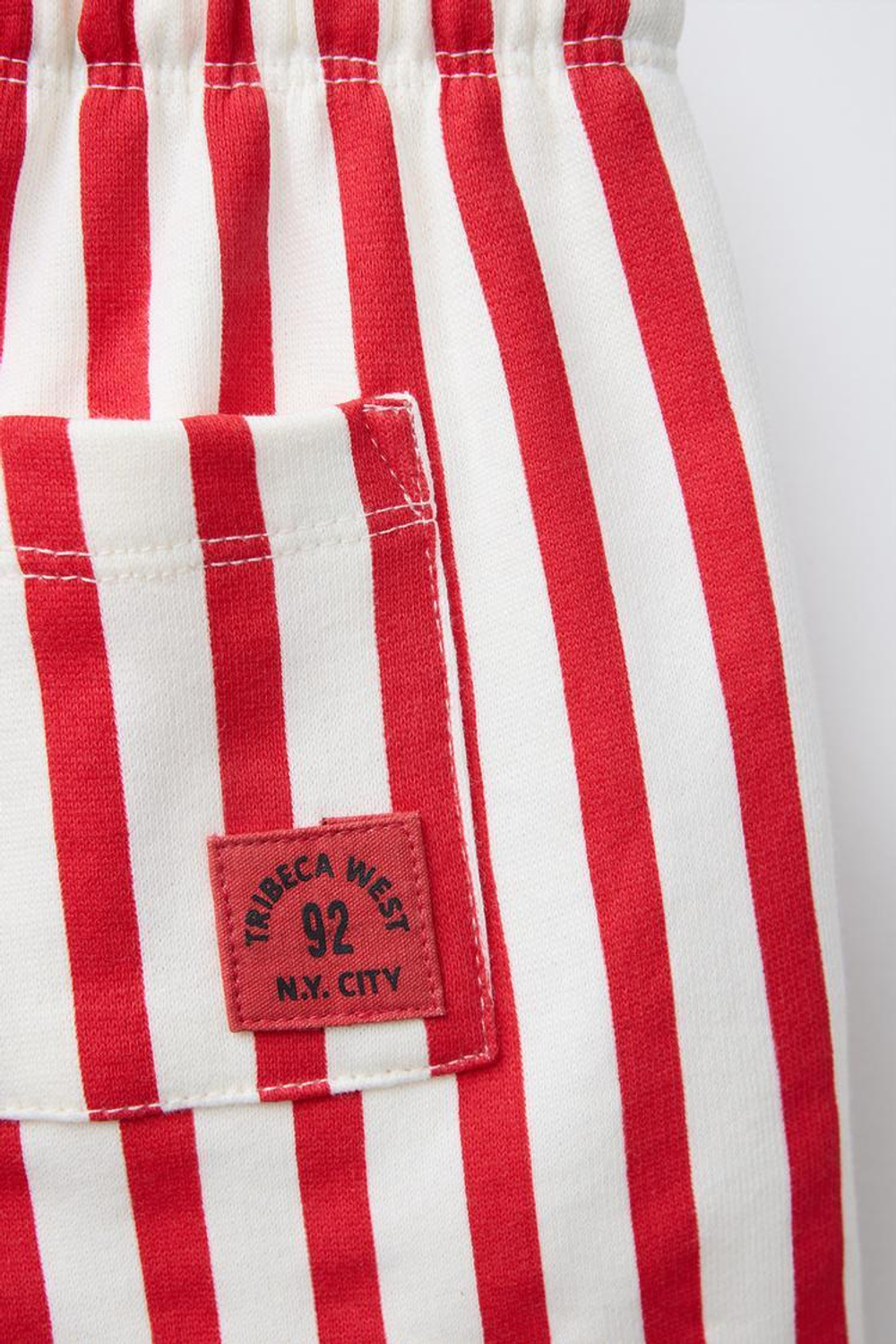 ZARA ШОРТЫ ИЗ МЯГКОГО ДЖЕРСИ В ПОЛОСКУ, КРАСНЫЙ