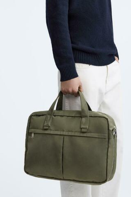 ZARA НЕЙЛОНОВЫЙ ПОРТФЕЛЬ, ЗЕЛЕНЫЙ ХАКИ