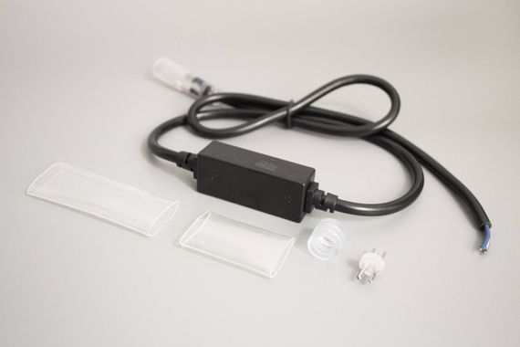 Комплект подключения для 2-х проводного дюралайта, без вилки, на 50м, 1А, черный, Teamprof (TPF-220AC/DC-1-1A-NP-B)