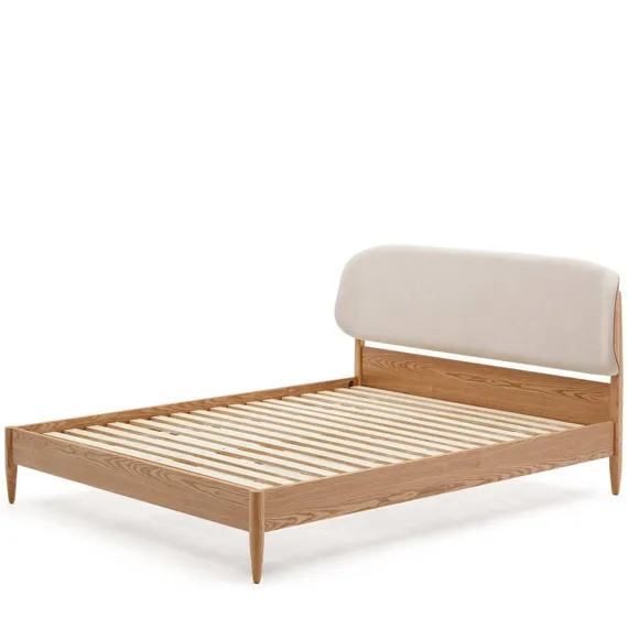 Кровать Octavia 160x200 см из ясеневой фанеры с белым мягким изголовьем