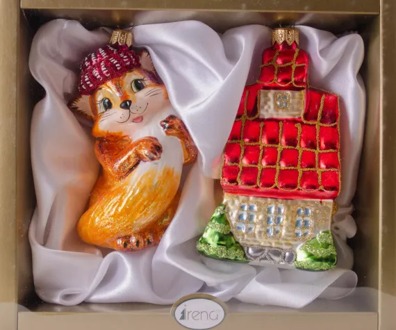 Набор украшений Лиса Алиса у домика 2 шт., стекло, Витус (62211)