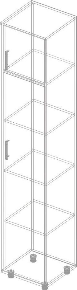Пенал одностворчатый с антресолью "Граф" правый (Дуб баррик/перламутр), ЛДСП, Велес