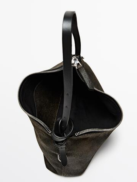 Massimo Dutti Маленькая сумка из кожи наппа, зеленый