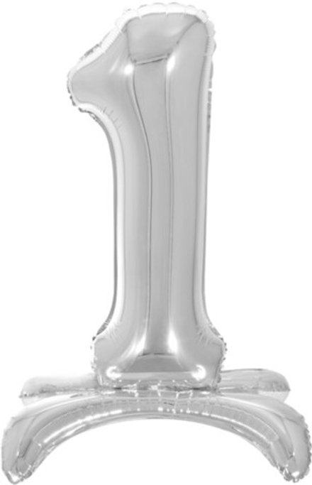 Шар (32''/81 см) Цифра, 1 на подставке, Серебро