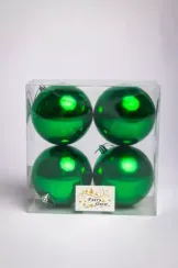 Набор пластиковых шаров Глория 100 мм., зеленый глянцевый, 4 шт., ЕлкиТорг (150428)
