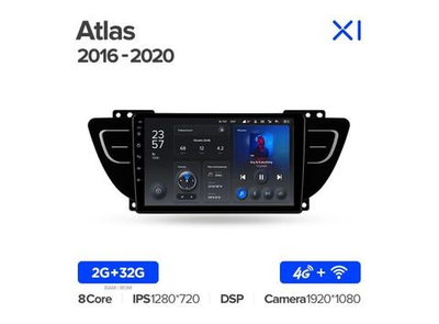 Магнитола Teyes X1 2-32 Wi-Fi + 4G Geely Atlas NL-3 2016 — 2020 9.0"