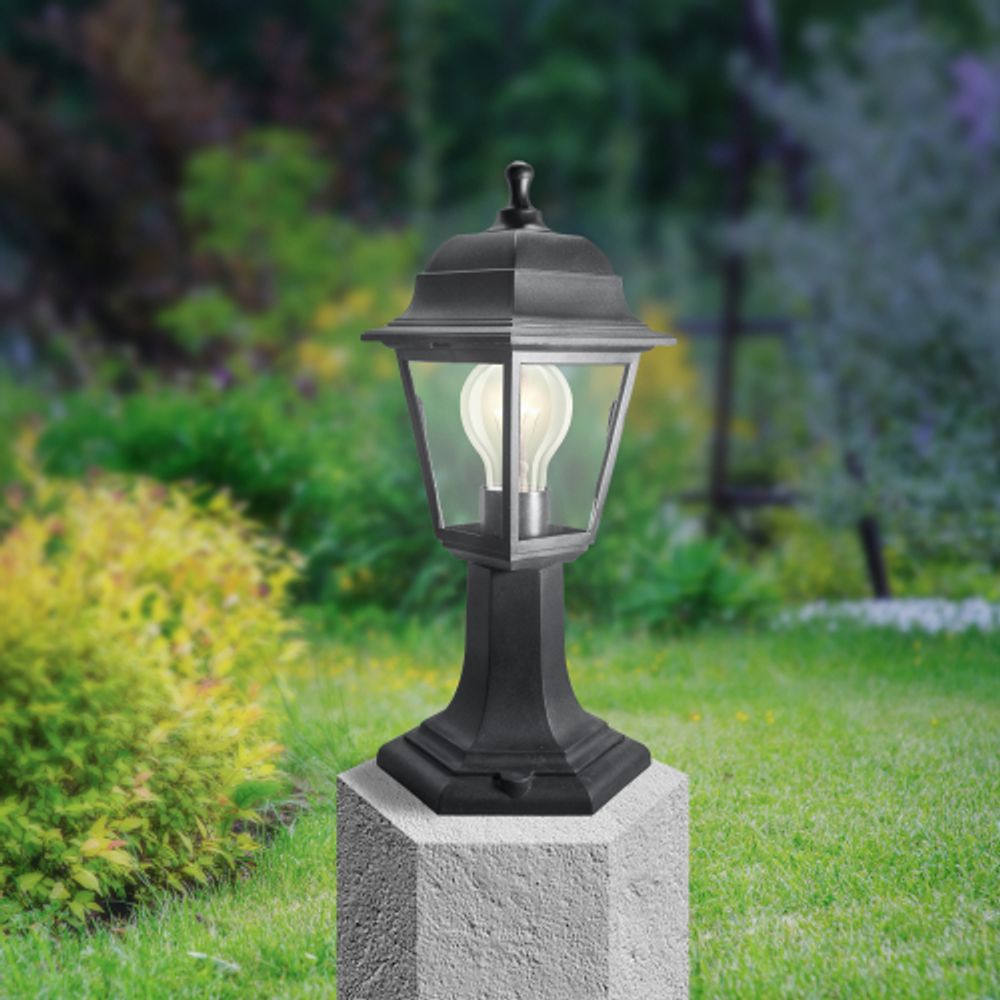 Садово-парковый светильник ЭРА НТУ 04-60-001 Оскар черный 4 гранный напольный IP44 Е27 max60Вт