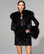 Кардиган с отделкой мехом ламы