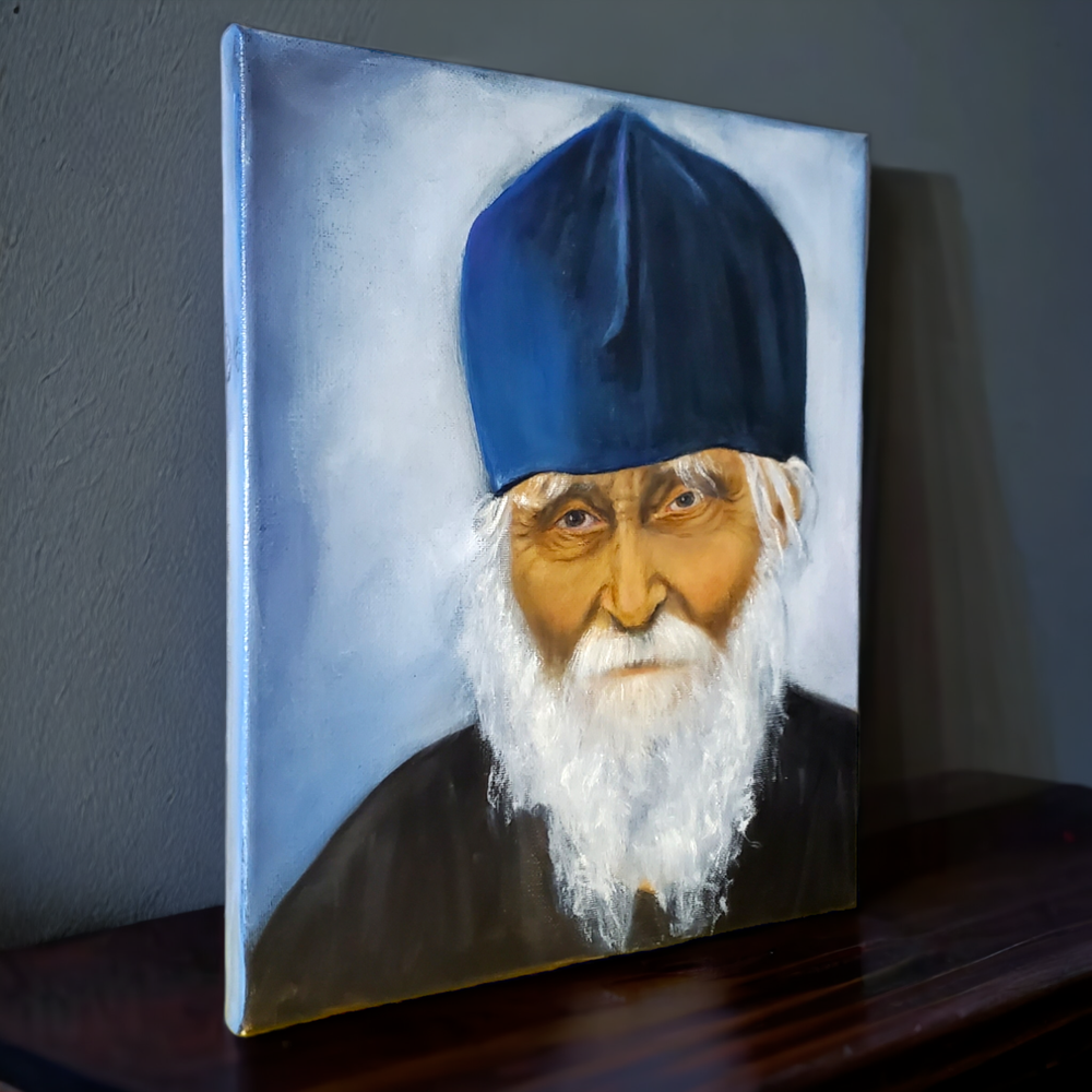 Картина «Святой старец Николай Гурьянов» | Холст, масло 25х30 см | Художница Ефимова Ольга